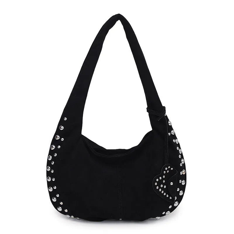 Women's soft plush underarm tote handbag in retro style without shoulder straps