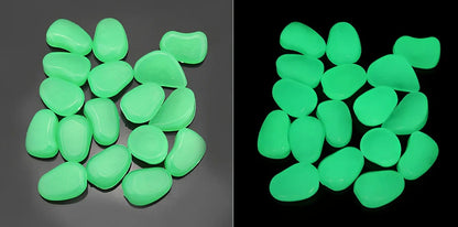 Blue, green, and white glow in the dark resin rocks for aquarium decoration with irregular shapes