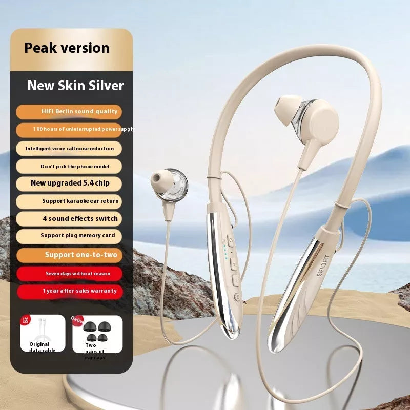 Wireless Bluetooth neckband earphones in skin-friendly colors with magnetic design