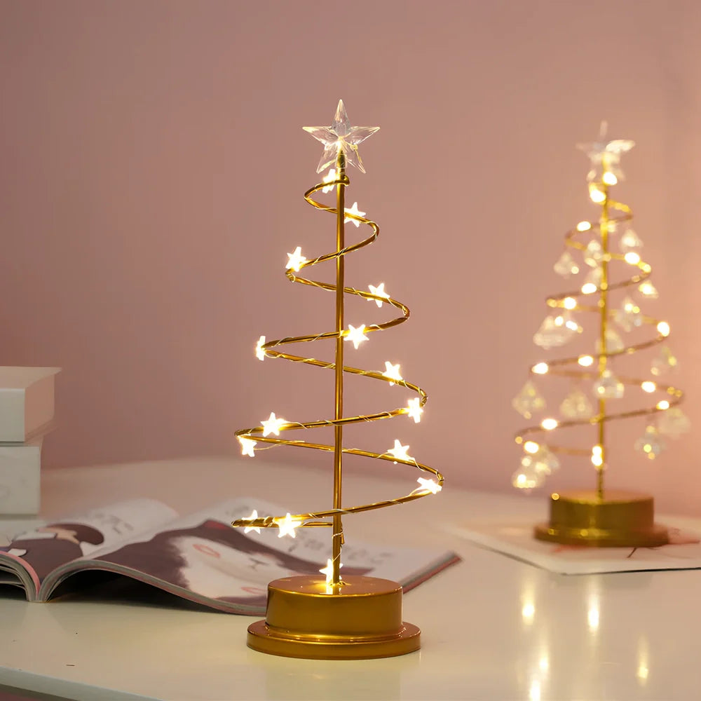 33cm tall crystal Christmas tree LED lights with warm white illumination and battery operation