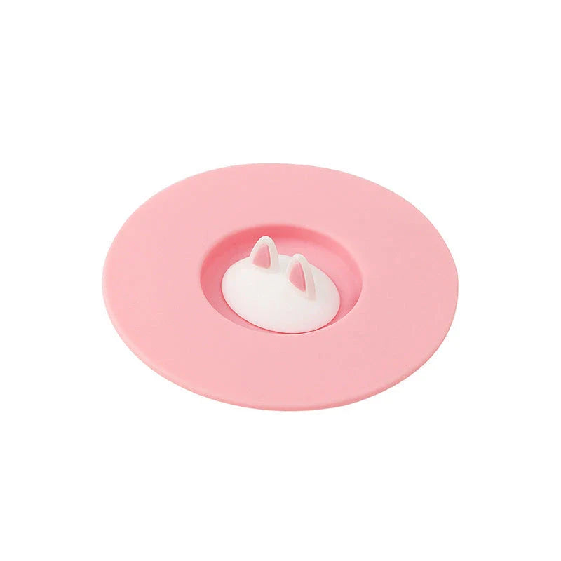 Cartoon cat ear-shaped silicone cup lid in vibrant colors, designed to be spill-proof and dustproof for your daily beverages