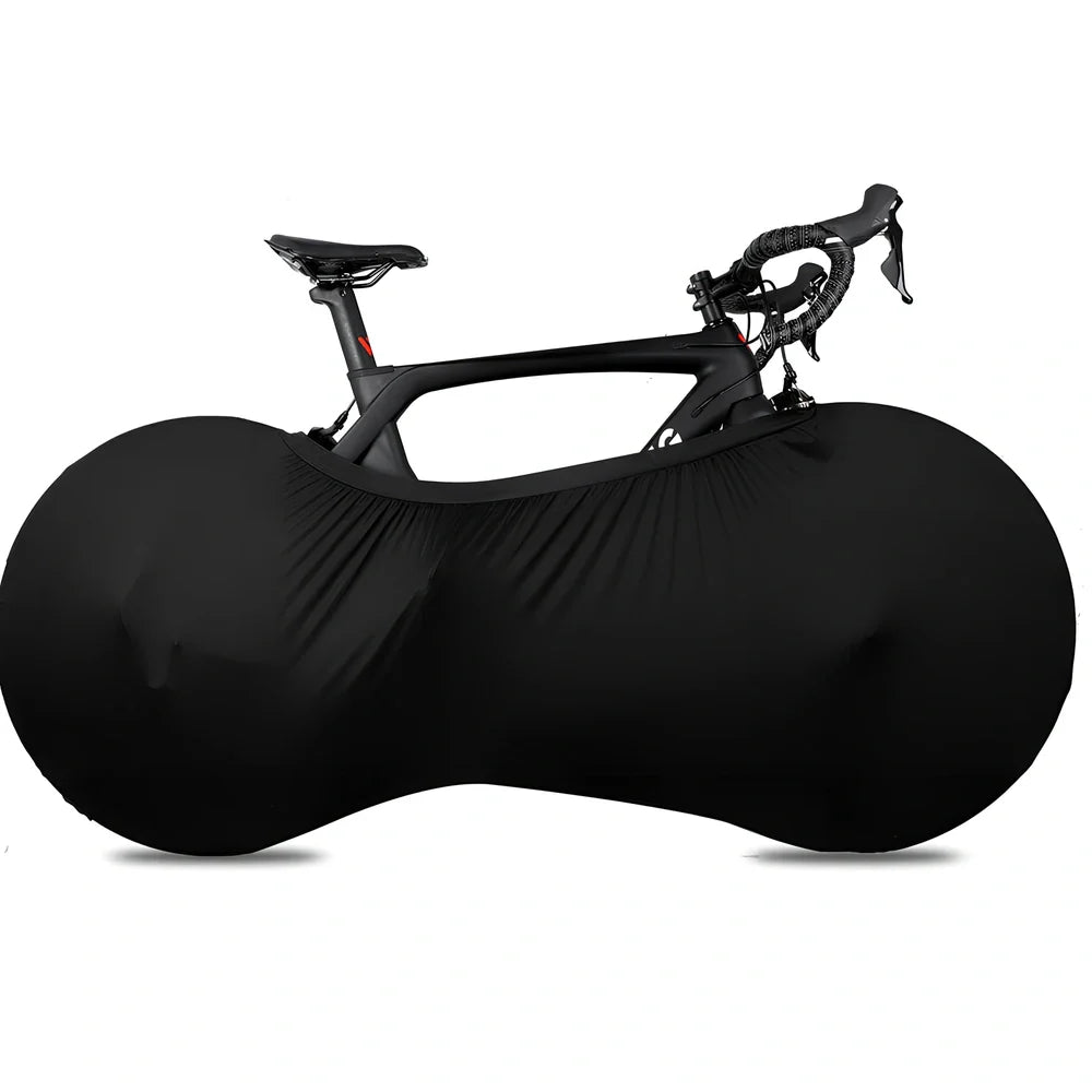 Bicycle wheel dust cover with elastic opening showing 149cm length and 48-58cm height adjustment