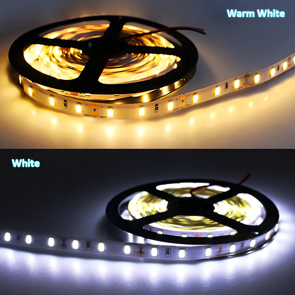 5m flexible LED strip light with 60 LEDs per metre, waterproof coating and adhesive backing