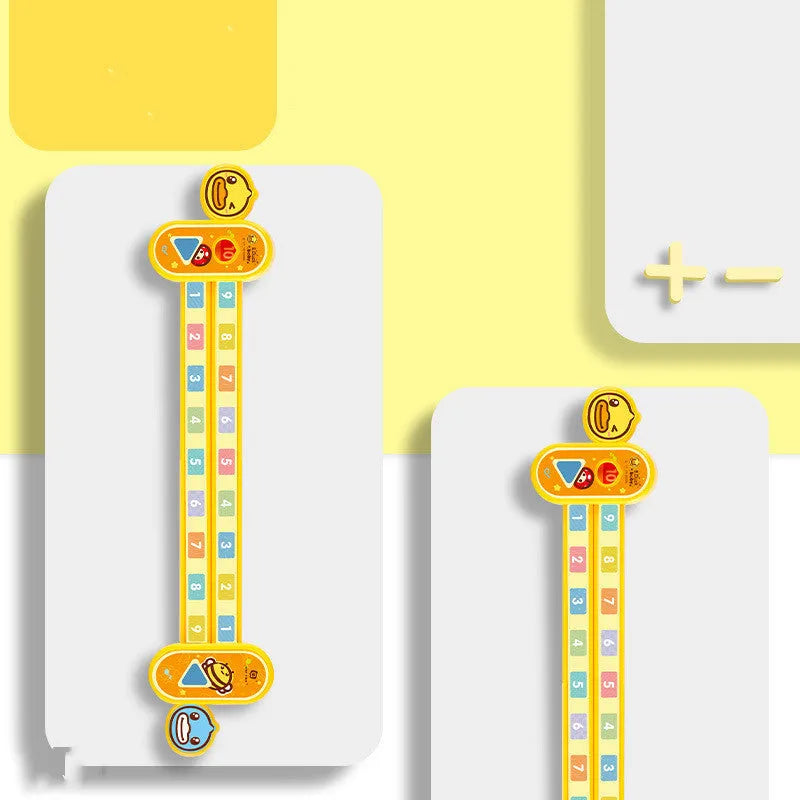 Yellow plastic children's digital decomposition ruler measuring 24.5cm for mathematics education