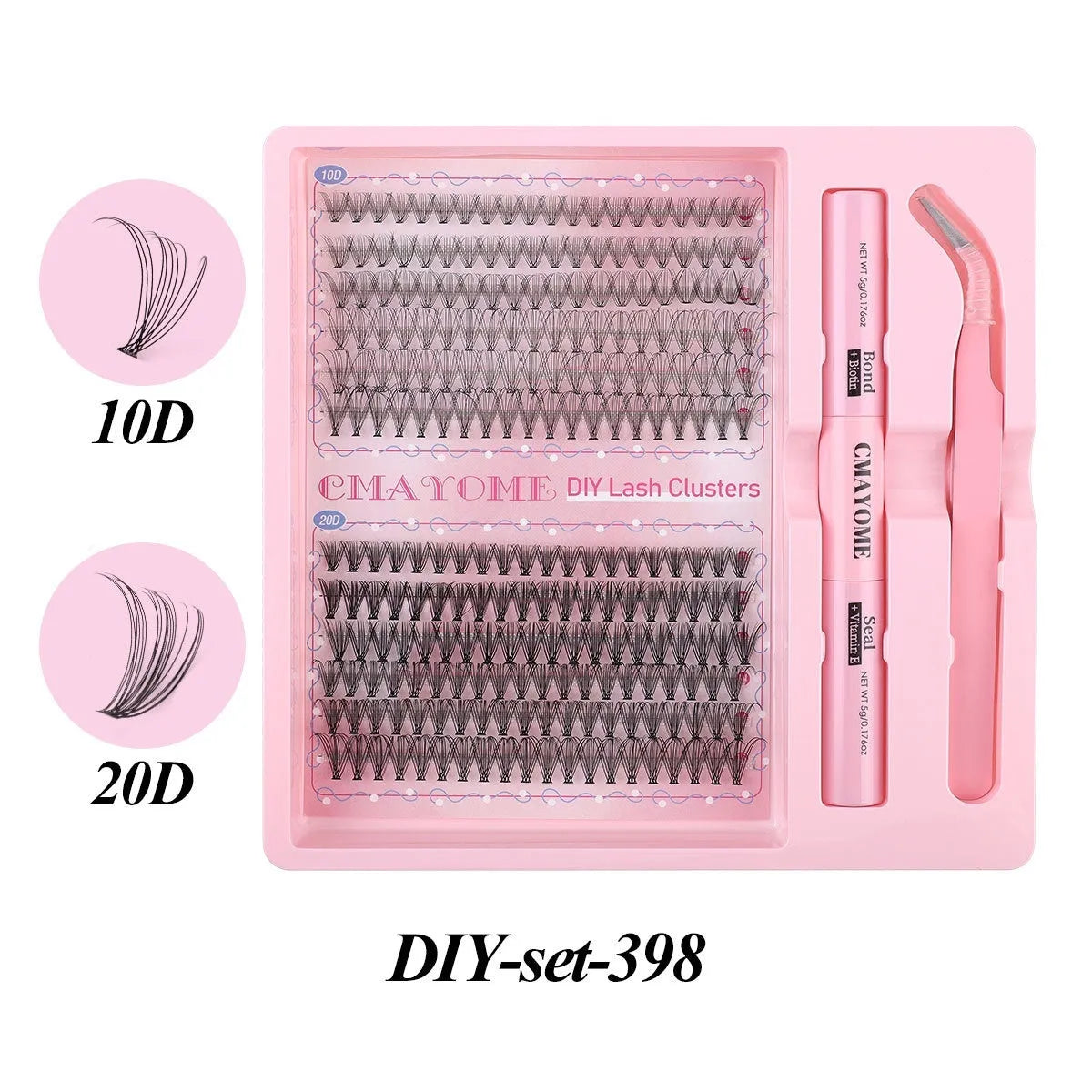 DIY single cluster false eyelashes showing individual artificial fibre clusters for custom placement