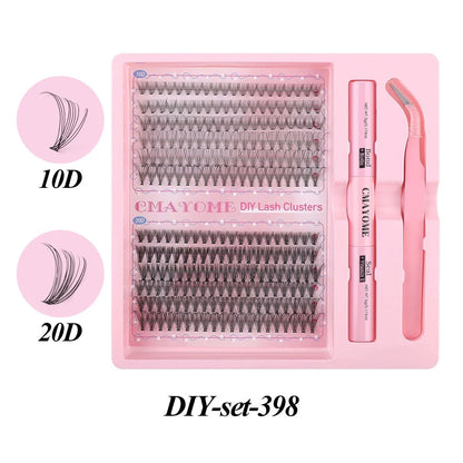 DIY single cluster false eyelashes showing individual artificial fibre clusters for custom placement