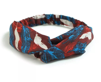 Women's retro style printed headband with elastic free size in various colors
