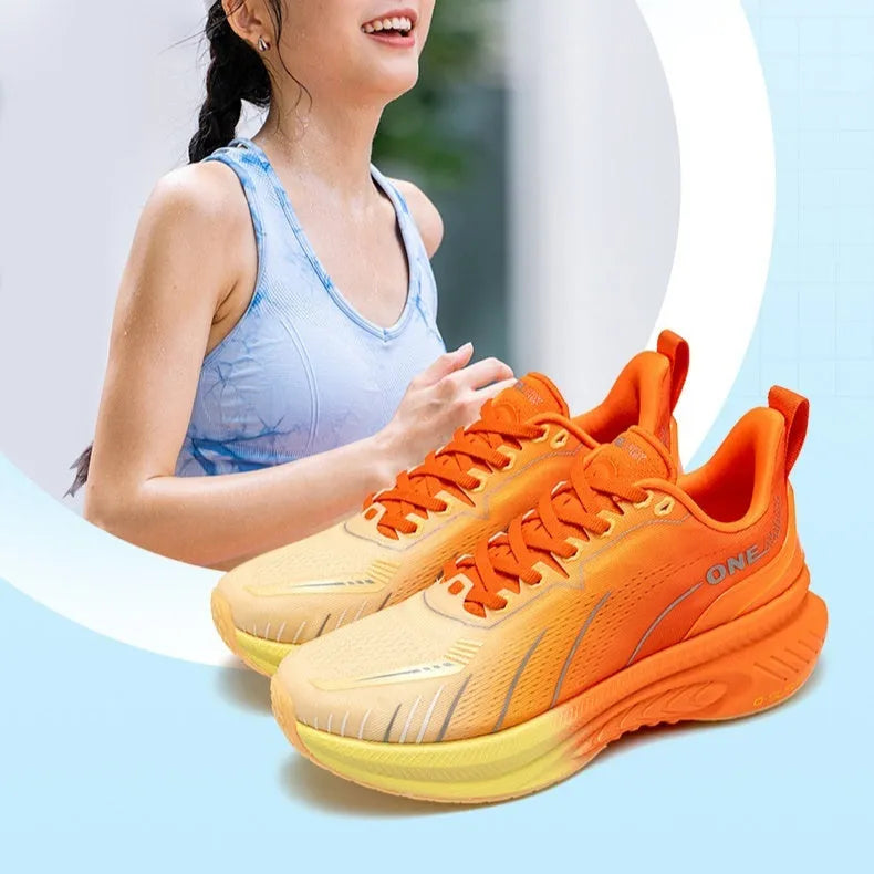Low-top running shoes with PU mesh upper, rubber sole, and embroidery details in various colours