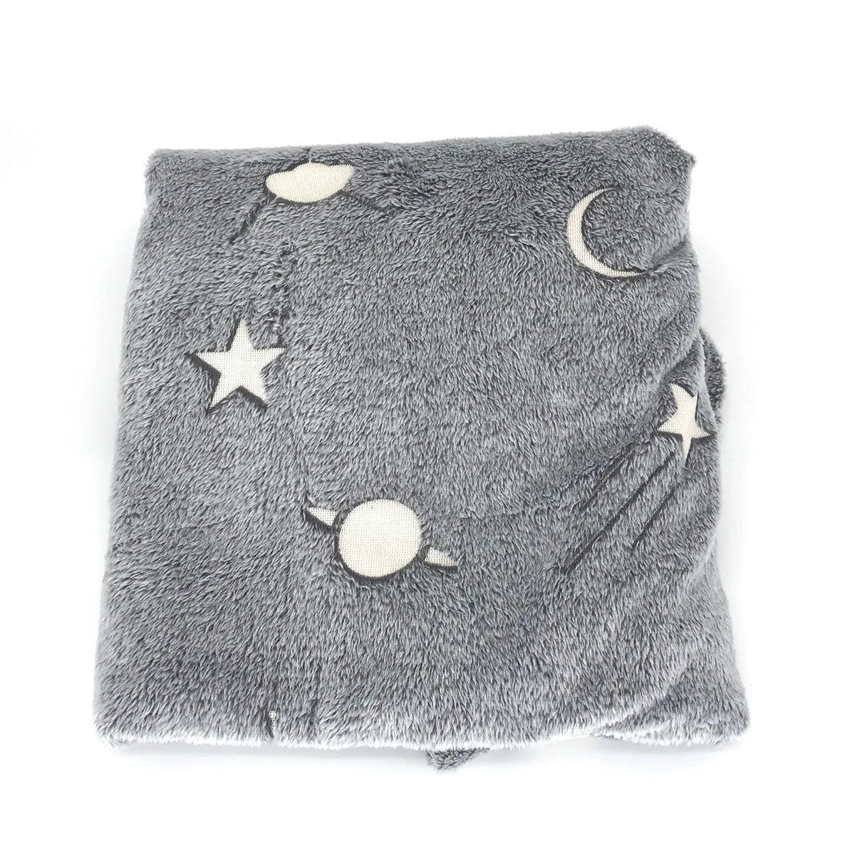 Glowing polyester wool blanket with stars and moons pattern for nighttime comfort