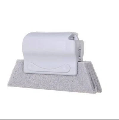 Window groove cleaning brush with comfortable grip and scouring pad head