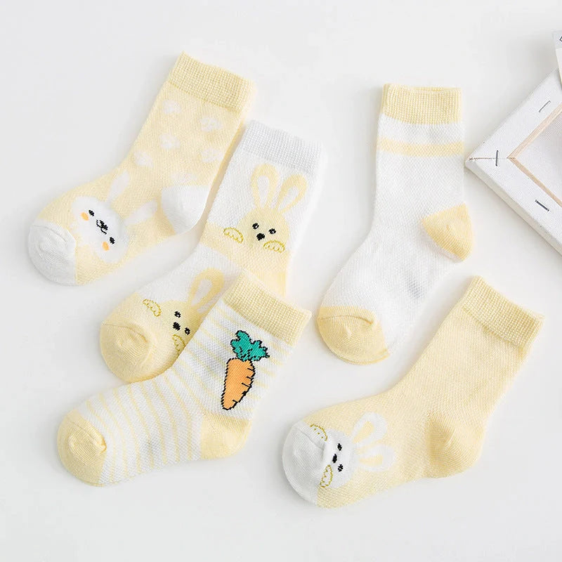 Premium cotton baby socks in various vibrant colors and sizes for boys and girls