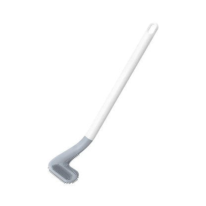 Wall-mounted toilet brush with flexible silicone bristles for easy, effective bathroom cleaning