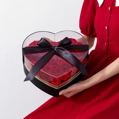 Valentine's Day transparent flowers packing box in red, black, pink, or white