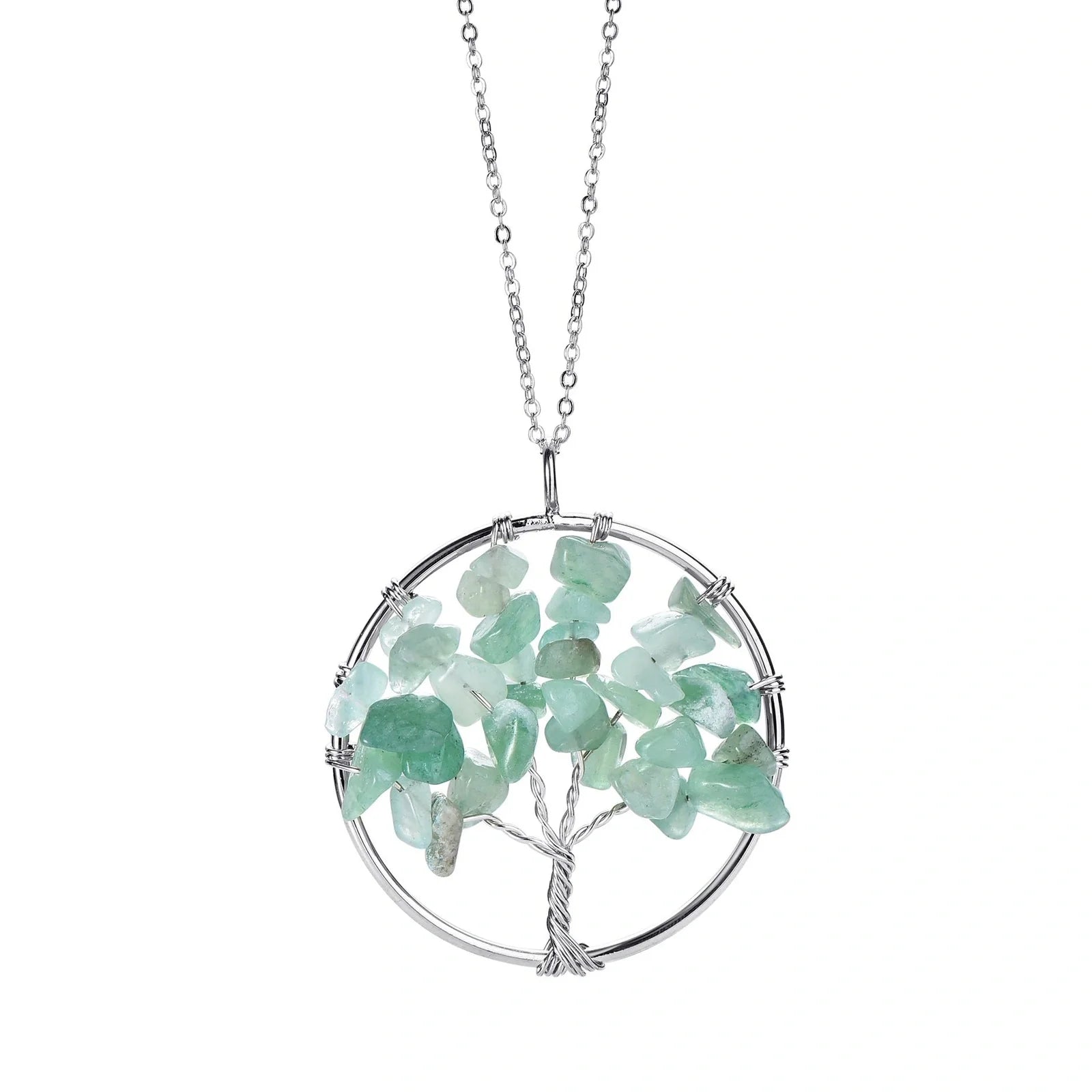 Hand winding Tree of Life pendant with stainless steel chain in six colour options