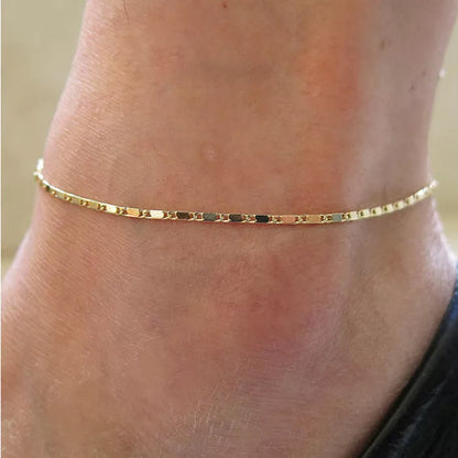 Simple Beach Chain Anklet in gold or silver, lightweight and stylish for any occasion