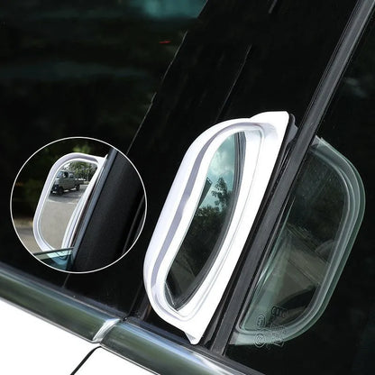 Universal wide angle car mirror measuring 126mm wide with black or white printing colour options