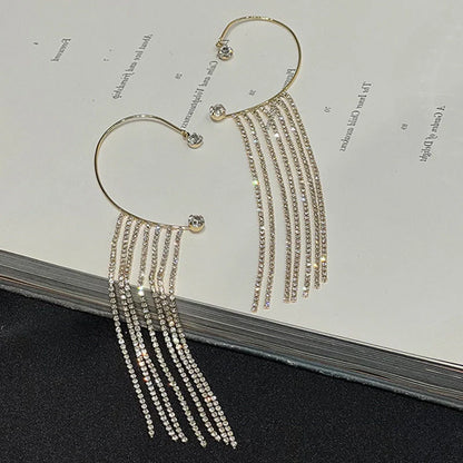 Fashionable gold and silver tassel earrings with a geometric design and luxurious 14K real gold plating