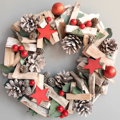 Nordic Porvoo Christmas wreath collection showing five decorative pieces with dimensions from 18×40cm to 34×34×8cm