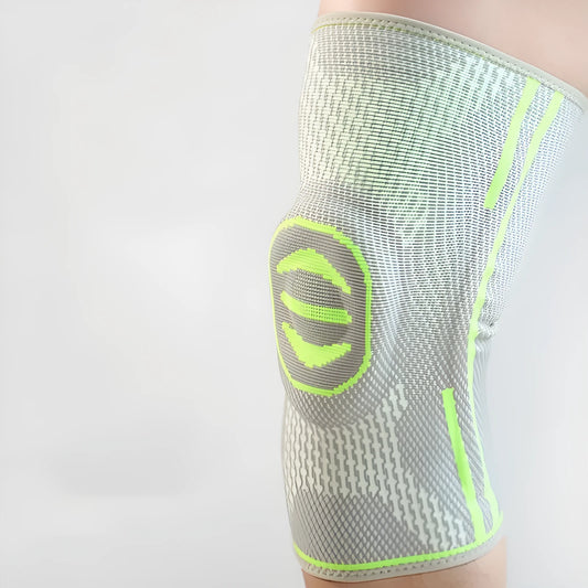 A pair of blue cotton knee pads for mountaineering and sports protection.