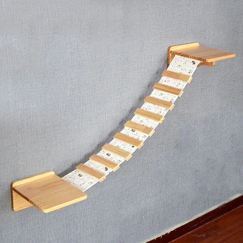 Solid wood wall-mounted cat jumping platform for pet climbing and lounging