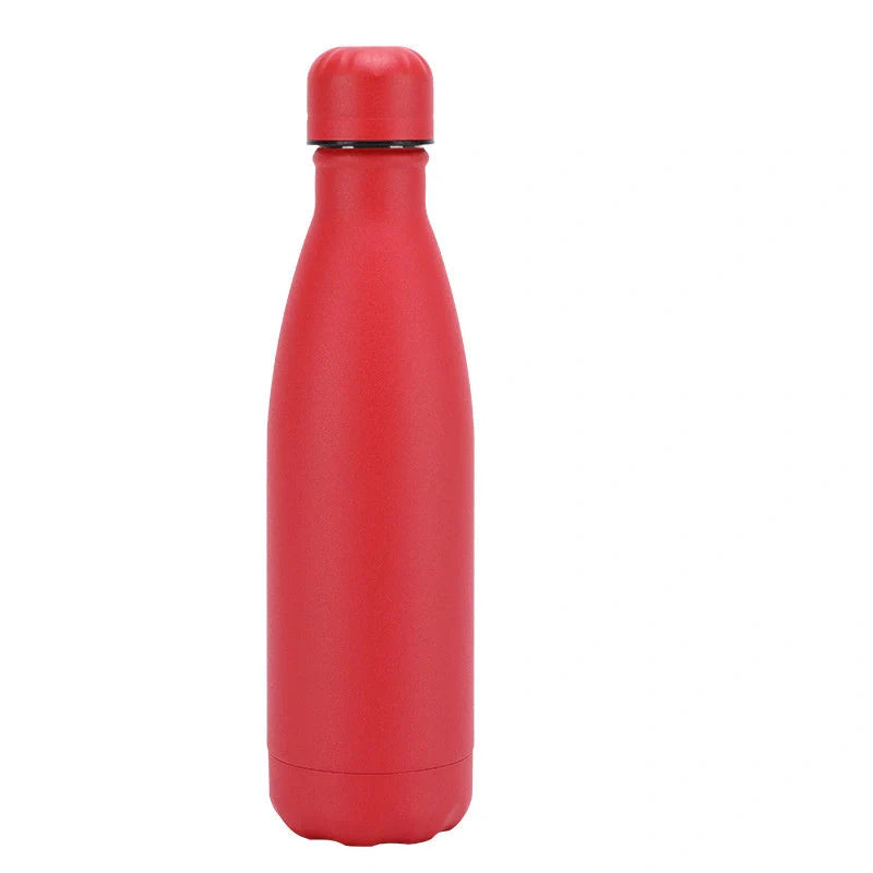 Stainless steel vacuum insulated water bottle with rubber painted surface in various colors