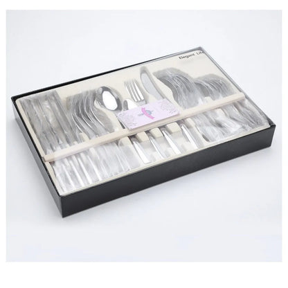 24 piece rice husk flatware set with spoons, knives and forks in a gift box, China or Russian Federation colour