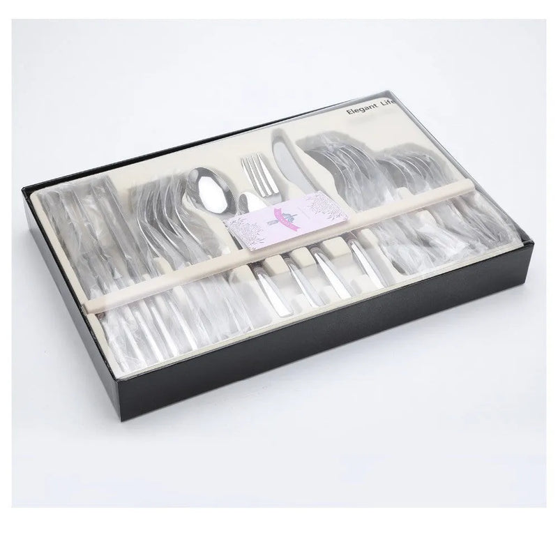 24 Piece Rice Husk Flatware Set with Spoons Knives Forks Dinnerware Cutlery Gift Box China Russian Federation Colour Options