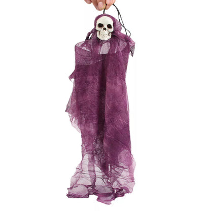 Little Hanging Ghost Haunted House Ornament Doll in purple, blue, gray, or orange