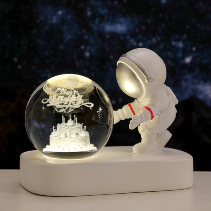 Enchanting Galaxy Astronaut Night Light with dimensional 3D crystal pattern and warm, romantic glow