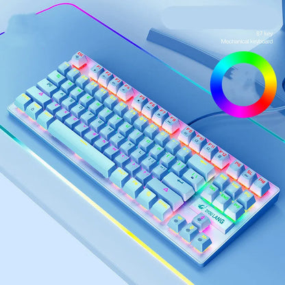 ABS mechanical gaming keyboard in black, white, blue, or pink colour options