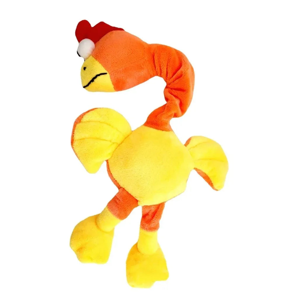 Screaming chicken sound dog chew toy in durable rubber, approximately 15cm long