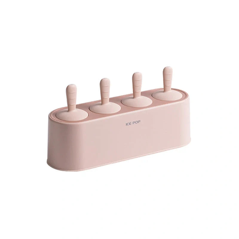 Household popsicle maker with silicone box and PP handle in four colors