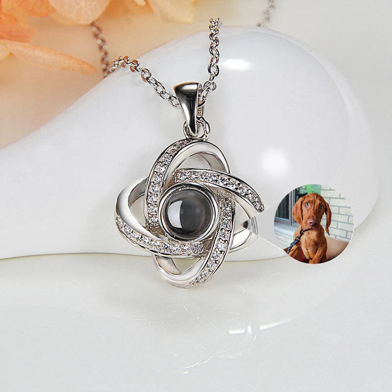 Four-leaf clover diamond necklace with hidden love words projection feature in S925 sterling silver