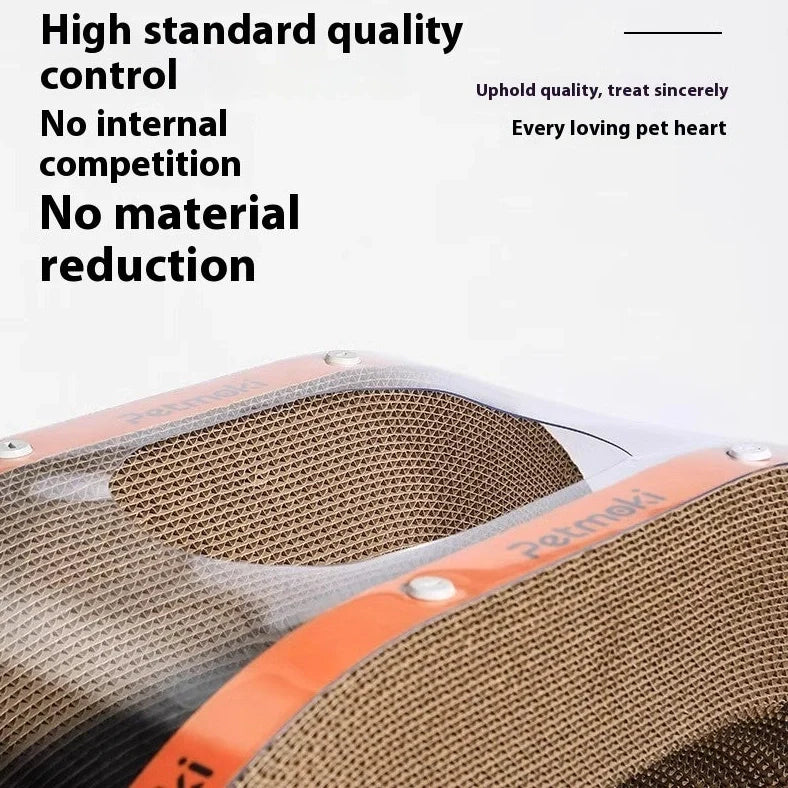 White transparent cat scratch board nest tunnel toy with diamond pattern measuring 58x45x23cm