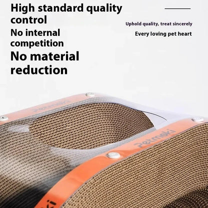 White transparent cat scratch board nest tunnel toy with diamond pattern measuring 58x45x23cm