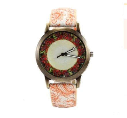 Kaleidoscope Quartz Watch with PU strap and alloy case, 4 cm dial diameter
