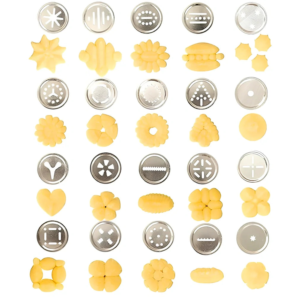 Stainless steel decorating gun baking tool with irregular shape biscuit mould measuring 22cm