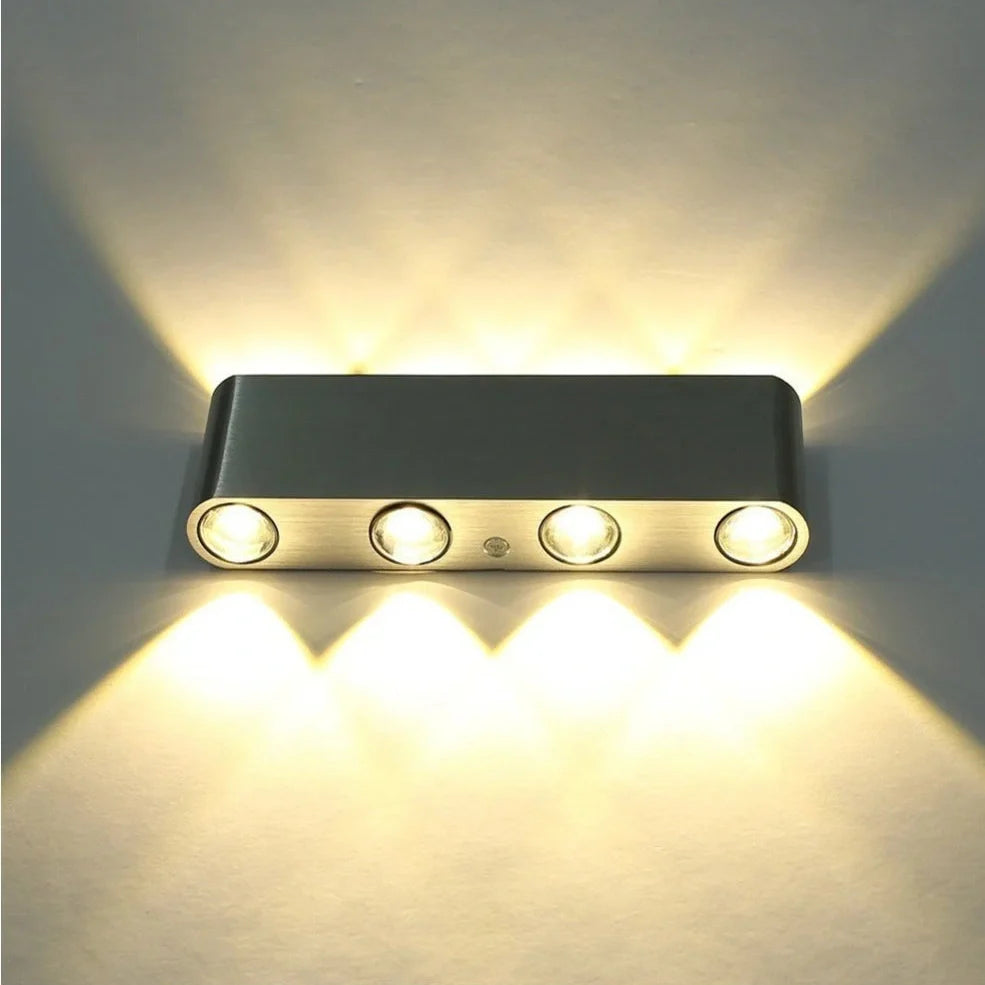 Modern 180cm LED corridor lamp in silver with warm white light on wall