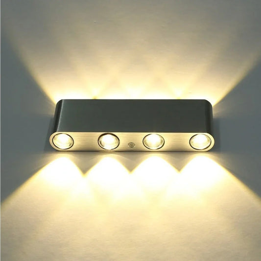 Modern 180cm LED corridor lamp in silver with warm white light on wall