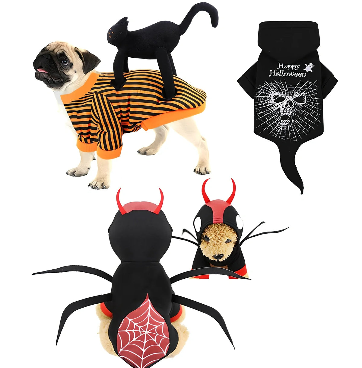 Purple and yellow Halloween pumpkin costume for cats and dogs with thermal lining and adjustable straps