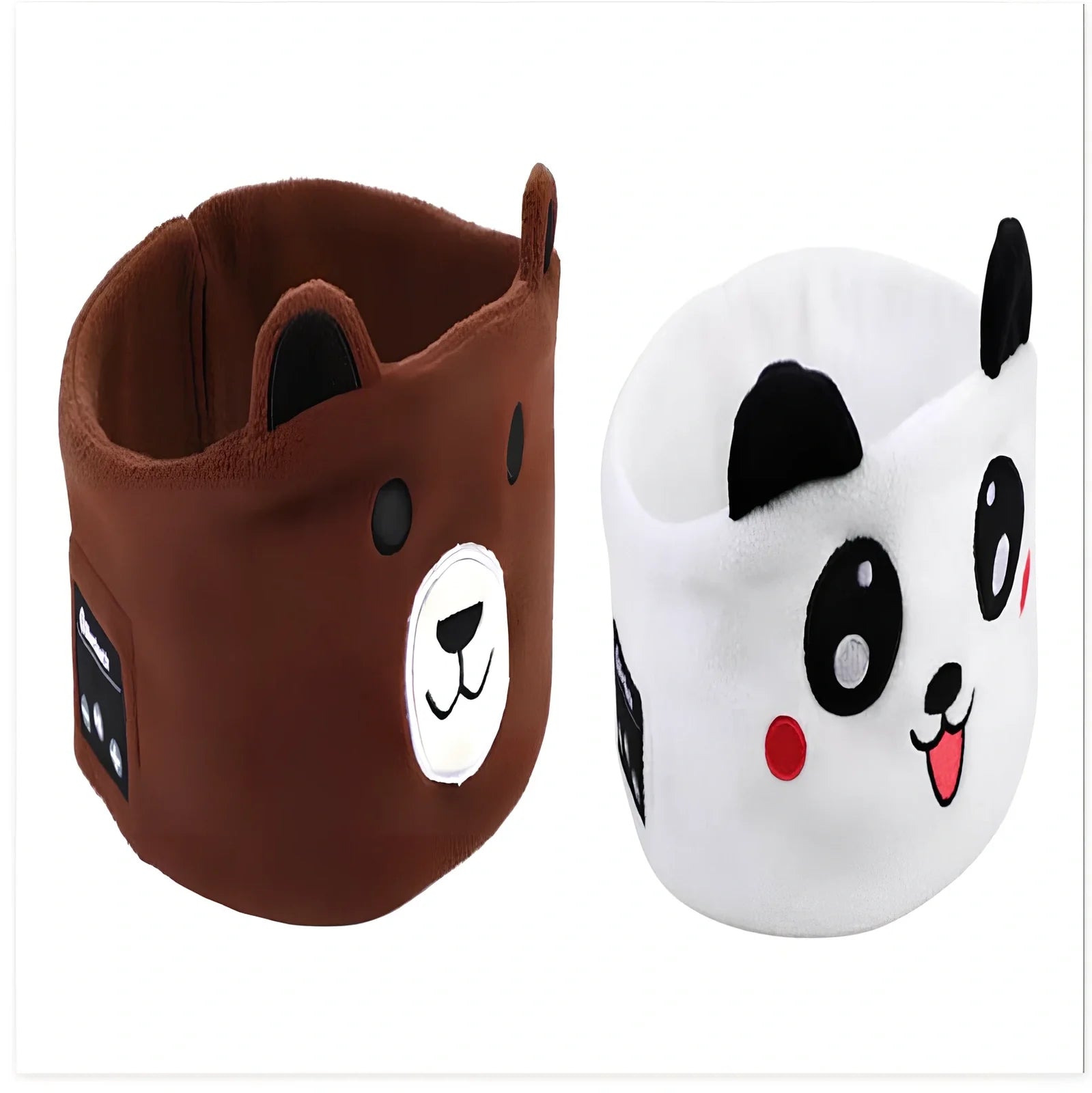 Bluetooth animal headband sleep mask with dinosaur hood showing integrated speakers and wireless design