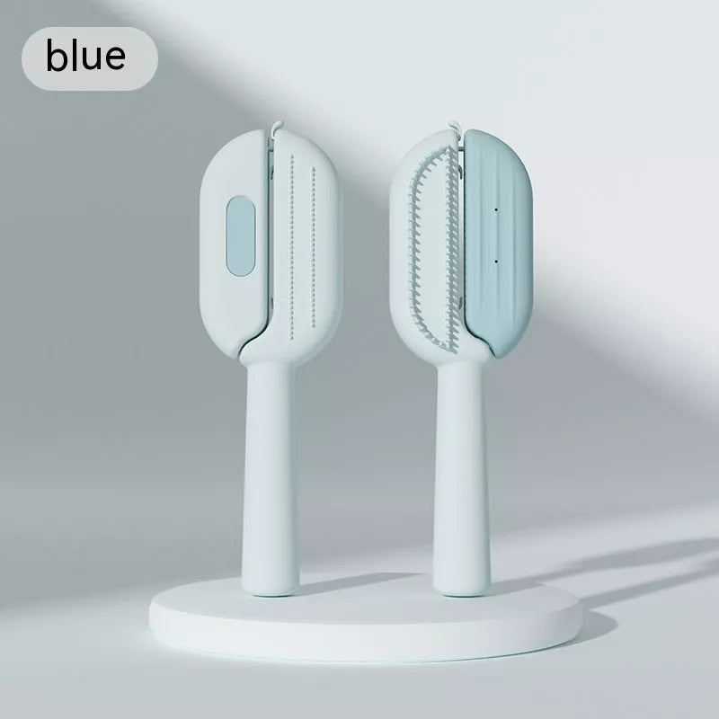 3-in-1 pet grooming brush with water tank for hair removal and massage in green, blue, or orange