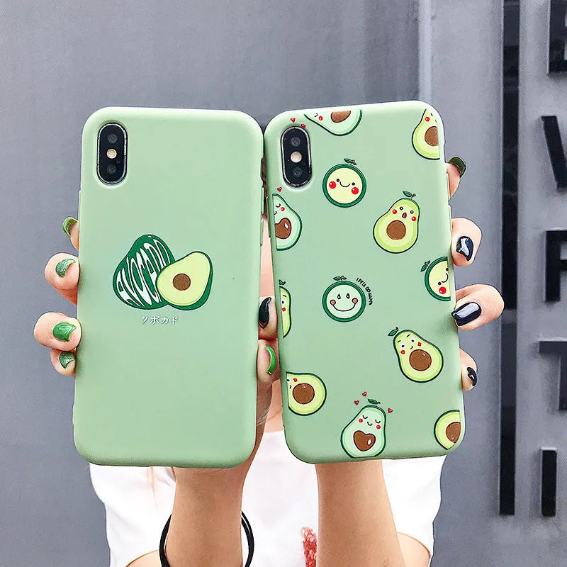 Avocado cartoon design TPU phone case for iPhone with precise cutouts