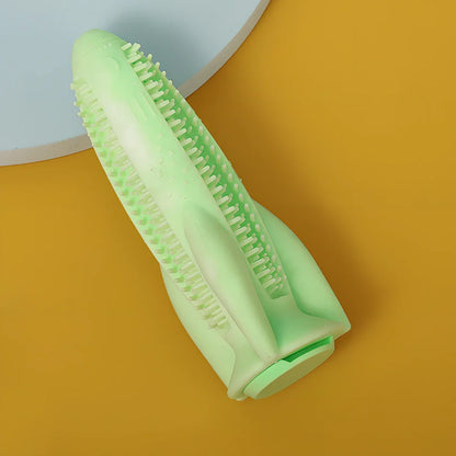 Rocket shaped dog teething stick measuring 15cm long in solid sky blue colour