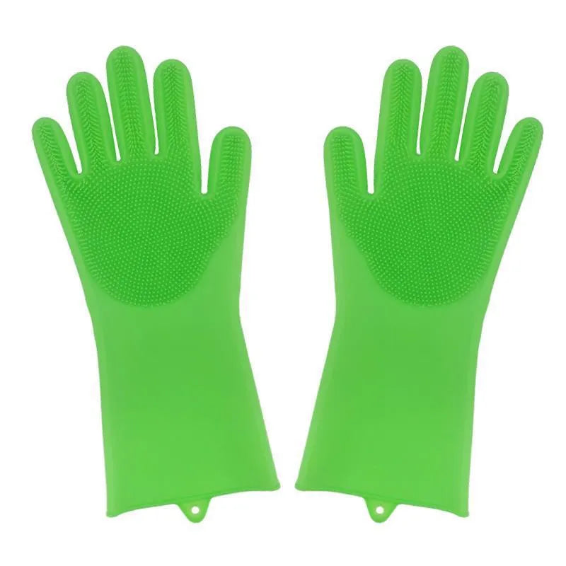 FDA food grade silicone kitchen cleaning gloves with orange colour and 357mm length