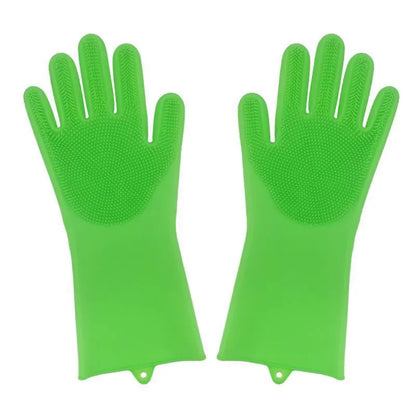 FDA food grade silicone kitchen cleaning gloves with orange colour and 357mm length