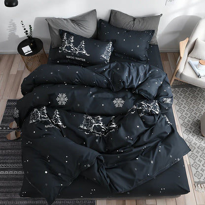 Dark grey diamond velvet bedding set with chitin fibre quilt on UK double bed