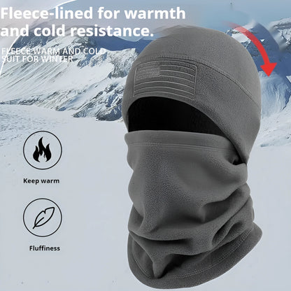 Winter headgear set with polar fleece hat and scarf in blue, army green, grey or black, free size