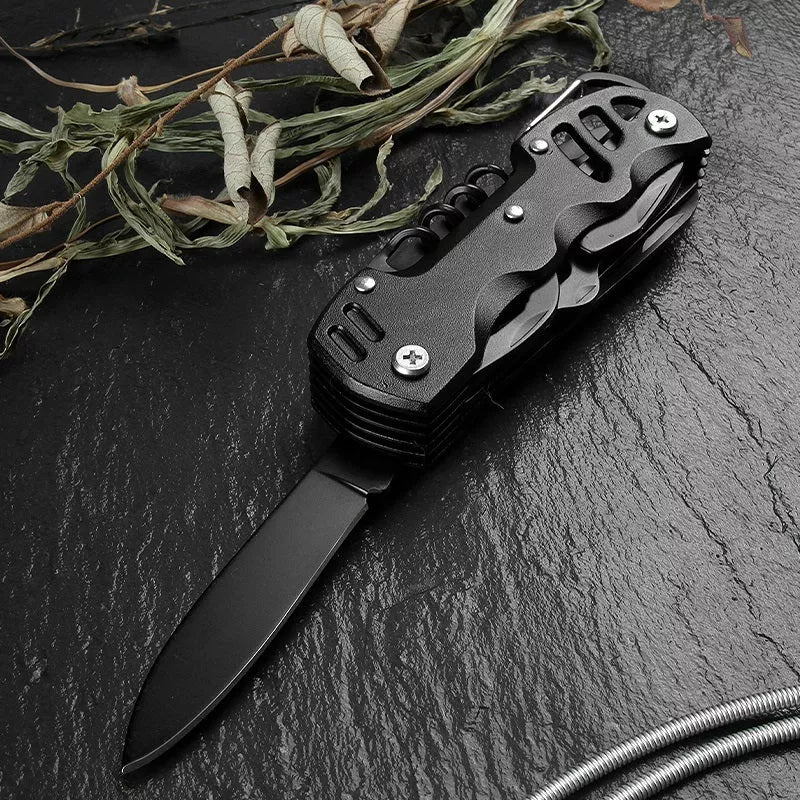 Multi-function emergency folding knife with aluminum handle for outdoor use