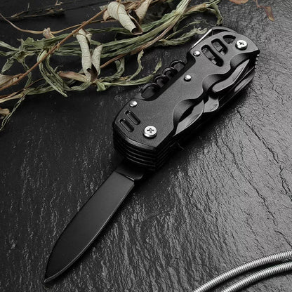 Multi-function emergency folding knife with aluminum handle for outdoor use